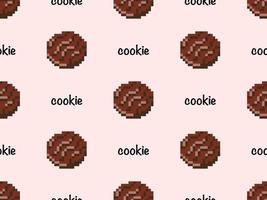 modèle sans couture de personnage de dessin animé cookie sur fond rose. style de pixels vecteur