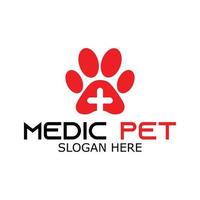 logo de clinique pour animaux de compagnie avec chien, chat et oiseau avec symbole de croix vecteur