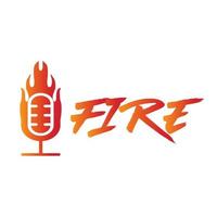 Élément de conception de logo vectoriel de podcast de feu