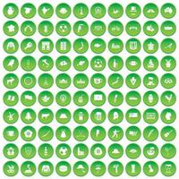 100 icônes de carte définissent un cercle vert vecteur