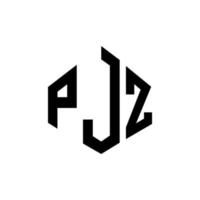 création de logo de lettre pjz avec forme de polygone. création de logo en forme de polygone et de cube pjz. modèle de logo vectoriel pjz hexagone couleurs blanches et noires. monogramme pjz, logo d'entreprise et immobilier.