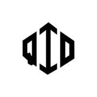 création de logo de lettre qio avec forme de polygone. création de logo en forme de polygone et de cube qio. modèle de logo vectoriel qio hexagone couleurs blanches et noires. monogramme qio, logo d'entreprise et immobilier.