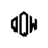 création de logo de lettre qqw avec forme de polygone. création de logo en forme de polygone et de cube qqw. modèle de logo vectoriel qqw hexagone couleurs blanches et noires. monogramme qqw, logo d'entreprise et immobilier.