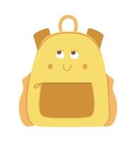 illustration vectorielle de cartable kawaii. retour à l'école clipart éducatif. joli sac à dos souriant de style plat avec des yeux. image drôle pour les enfants vecteur