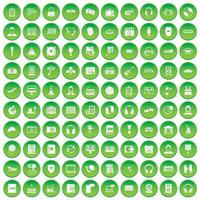 100 icônes d'écouteurs définissent un cercle vert vecteur
