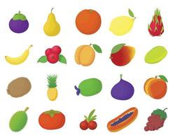 jeu d'icônes de fruits, style cartoon vecteur