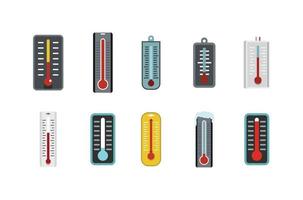 jeu d'icônes de thermomètre, style plat vecteur