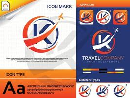 lettre k voyage logo vecteur premium