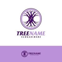 arbre avec modèle de conception de logo racine. vecteur de concept de logo d'arbre. symbole d'icône créative