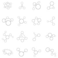 contour de jeu d'icônes de molécule vecteur