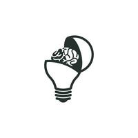 logo créatif combinaison d'ampoule et de cerveau et pensée créative vecteur