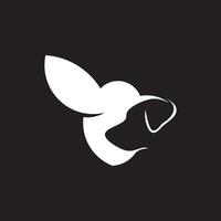 logo espace négatif colibri et chien vecteur