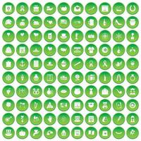 100 icônes de calendrier définissent un cercle vert vecteur
