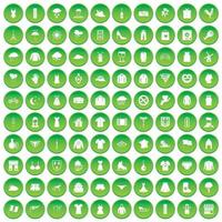 100 icônes de vêtements définissent un cercle vert vecteur