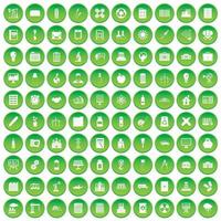 100 icônes d'entreprise définissent un cercle vert vecteur