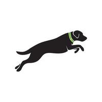 vecteur silhouette d'un chien sautant noir et blanc