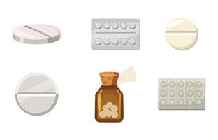 jeu d'icônes de pilules, style cartoon vecteur