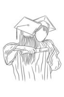 heureux meilleurs amis heureux graduation femmes filles université style arts en ligne illustration dessinée à la main vecteur