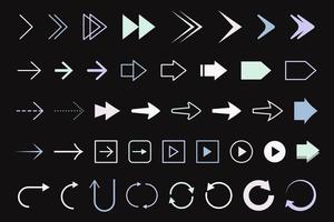 ensemble d'icônes fléchées de différentes formes. illustration vectorielle vecteur