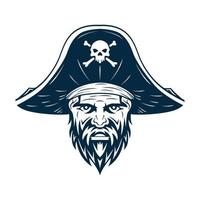 illustration vectorielle tête de pirate barbu. logo pirate vecteur