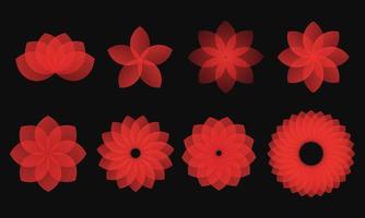 ensemble de fleurs dégradées rouges. illustration vectorielle vecteur