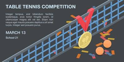 bannière de concept de compétition de tennis de table, style isométrique vecteur