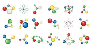 jeu d'icônes de molécule, style cartoon