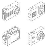icônes de caméra d'action définies contour vectoriel