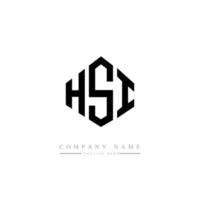 création de logo de lettre hsi avec forme de polygone. création de logo en forme de polygone et de cube hsi. modèle de logo vectoriel hsi hexagone couleurs blanches et noires. monogramme hsi, logo commercial et immobilier.