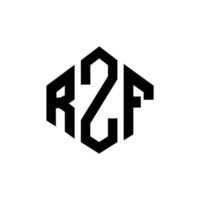 création de logo de lettre rzf avec forme de polygone. création de logo en forme de polygone et de cube rzf. modèle de logo vectoriel hexagone rzf couleurs blanches et noires. monogramme rzf, logo d'entreprise et immobilier.
