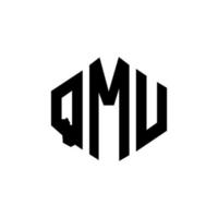 création de logo de lettre qmu avec forme de polygone. création de logo en forme de polygone et de cube qmu. modèle de logo vectoriel qmu hexagone couleurs blanches et noires. monogramme qmu, logo d'entreprise et immobilier.