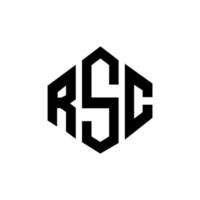 création de logo de lettre rsc avec forme de polygone. création de logo en forme de polygone et de cube rsc. modèle de logo vectoriel hexagone rsc couleurs blanches et noires. monogramme rsc, logo d'entreprise et immobilier.