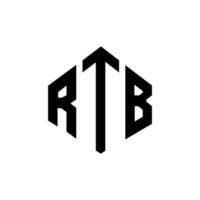 création de logo de lettre rtb avec forme de polygone. création de logo en forme de polygone et de cube rtb. modèle de logo vectoriel rtb hexagone couleurs blanches et noires. monogramme rtb, logo d'entreprise et immobilier.