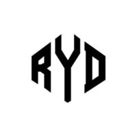 création de logo de lettre ryd avec forme de polygone. création de logo en forme de polygone et de cube ryd. modèle de logo vectoriel ryd hexagone couleurs blanches et noires. monogramme ryd, logo d'entreprise et immobilier.