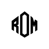 création de logo de lettre rom avec forme de polygone. création de logo en forme de polygone et de cube rom. modèle de logo vectoriel rom hexagone couleurs blanches et noires. monogramme rom, logo d'entreprise et immobilier.