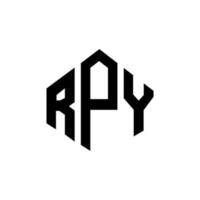 création de logo de lettre rpy avec forme de polygone. création de logo en forme de polygone et de cube rpy. modèle de logo vectoriel rpy hexagone couleurs blanches et noires. monogramme rpy, logo d'entreprise et immobilier.