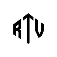 création de logo de lettre rtv avec forme de polygone. création de logo en forme de polygone et de cube rtv. modèle de logo vectoriel rtv hexagone couleurs blanches et noires. monogramme rtv, logo d'entreprise et immobilier.