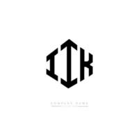 création de logo de lettre iik avec forme de polygone. création de logo en forme de polygone et de cube iik. modèle de logo vectoriel iik hexagone couleurs blanches et noires. monogramme iik, logo d'entreprise et immobilier.
