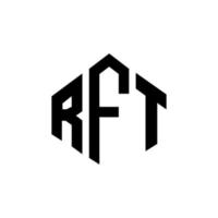 création de logo de lettre rft avec forme de polygone. création de logo en forme de polygone et de cube rft. modèle de logo vectoriel rft hexagone couleurs blanches et noires. monogramme rft, logo d'entreprise et immobilier.