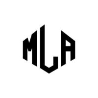création de logo de lettre mla avec forme de polygone. création de logo en forme de polygone et de cube mla. modèle de logo vectoriel mla hexagone couleurs blanches et noires. monogramme mla, logo d'entreprise et immobilier.