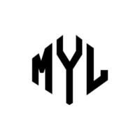 création de logo de lettre myl avec forme de polygone. création de logo en forme de polygone et de cube myl. modèle de logo vectoriel myl hexagone couleurs blanches et noires. monogramme myl, logo d'entreprise et immobilier.
