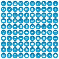 100 icônes de courrier bleu vecteur