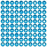 100 icônes de données statistiques définies en bleu vecteur