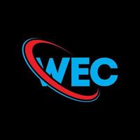 logo wec. lettre wec. création de logo de lettre wec. initiales logo wec liées par un cercle et un logo monogramme majuscule. typographie wec pour la technologie, les affaires et la marque immobilière. vecteur