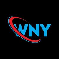 petit logo. petite lettre. création de logo de lettre wny. initiales logo wny liées avec un cercle et un logo monogramme majuscule. wny typographie pour la technologie, les affaires et la marque immobilière. vecteur