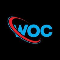 logo woc. woc lettre. création de logo de lettre woc. initiales woc logo liées avec un cercle et un logo monogramme majuscule. typographie woc pour la technologie, les affaires et la marque immobilière. vecteur