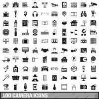 Ensemble de 100 icônes de caméra, style simple vecteur