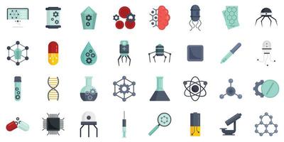 icônes de nanotechnologie définies vecteur plat isolé