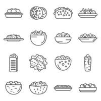 les icônes de falafel définissent le vecteur de contour. nourriture pita