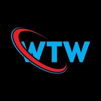 ww logo. ww lettre. wtw création de logo de lettre. initiales wtw logo liées avec un cercle et un logo monogramme majuscule. wtw typographie pour la technologie, les affaires et la marque immobilière. vecteur